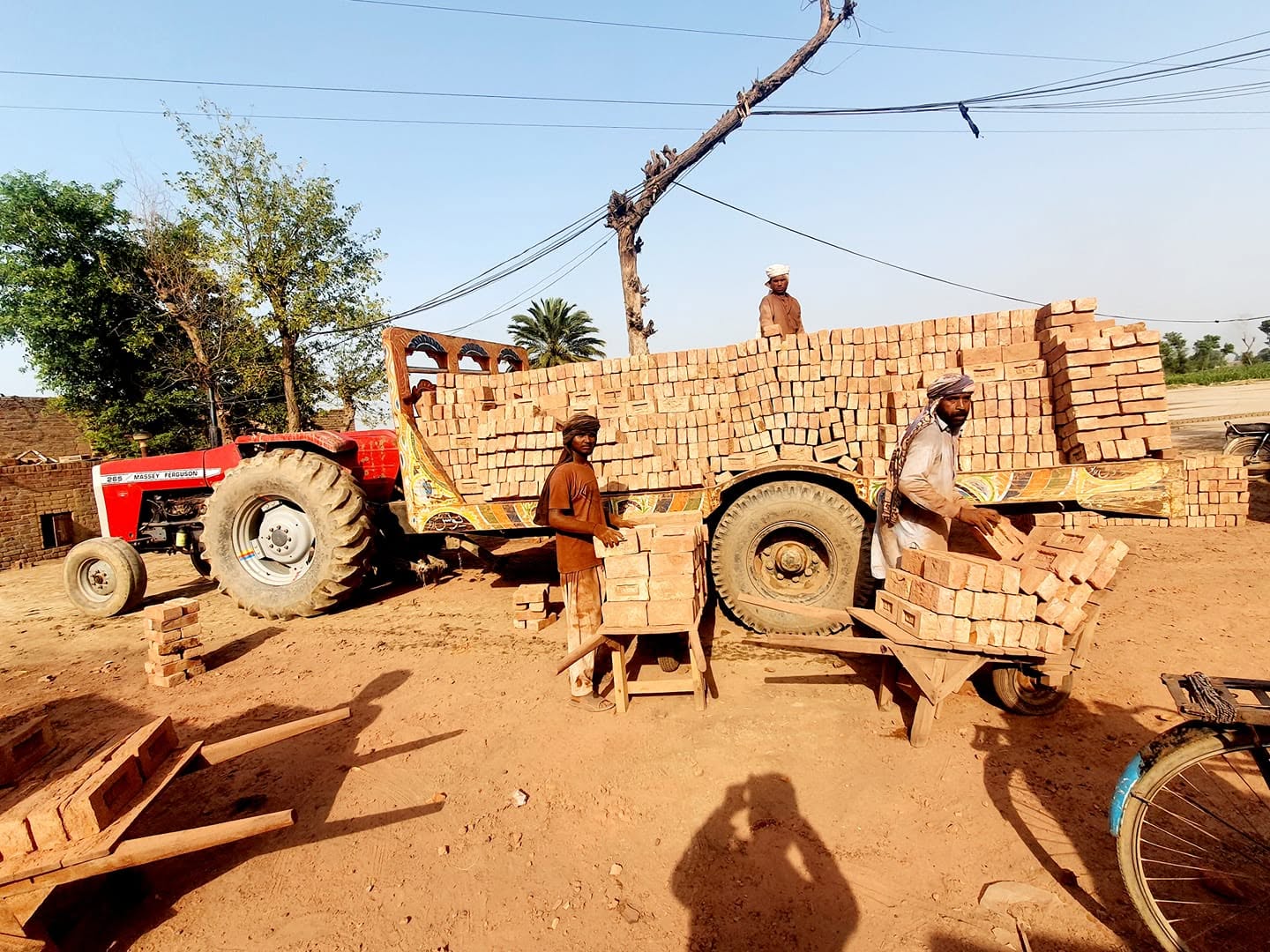 Bricks being loaded for transport